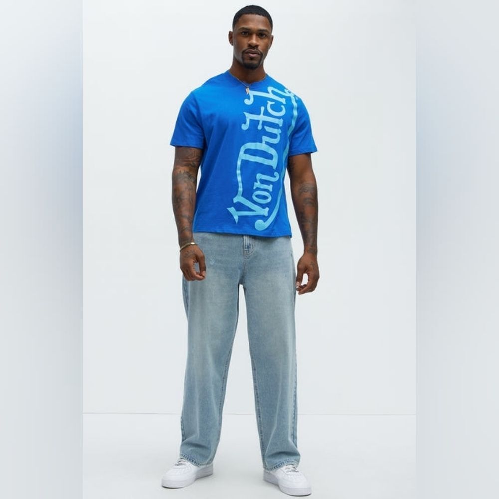 Von Dutch  Blasted Short Sleeve Blue Tee - Picture 2 of 6